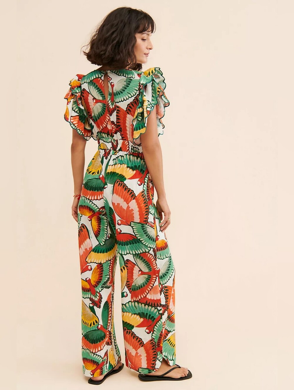 FARM Rio Ruffle-Sleeve Printed Jumpsuit Small - Picture 2 of 4